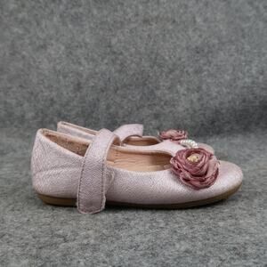 Girls Shoes Kids Toddler 8 Mary Jane Flats Pink Hook and Loop Pearl Rose Sparkle